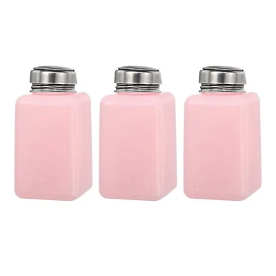 3pcs 6.8 Oz/200ml Alcohol Push Down Pump Dispenser Bottle Press, Pink