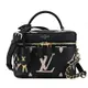 Louis Vuitton SAC VANITY 經典LOGO牛皮壓花鎖頭手提/兩用包（黑X米） _廠商直送