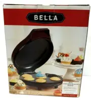 BELLA Household Tabletop Mini Non-Stick Cupcake / Muffin Maker with Recipes