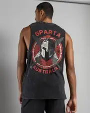 [Sparta] Sparta Men's Immortal Muscle Tank Top in Black Acid Size 2XL 2XL Black Acid