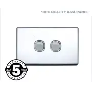 Slim 2 Gang Switch Power Point Outlet for Lights White With Silver Cover