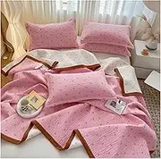 3-Piece Quilt Set Twin Full Queen Quilted Bedspread Lightweight Coverlet Set Floral Printed Quilted Bedding Set for All Season(Pink,150x210cm 1 Piece)