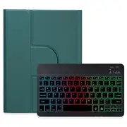 360 Degree Rotatable Bluetooth Keyboard Leather Case With Three Colour Backlight Dark Green For Ipad 10Th Gen 10.9 2022 Keyboards