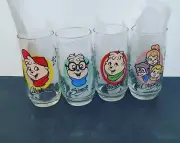 1985 Hardees Alvin and The Chipmunks Complete Set 4 Collector Glasses