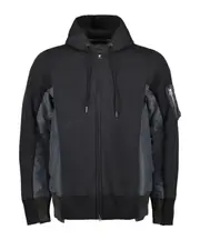 Sacai Panelled Zip-Up Hoodie 0,1,2,3 Black