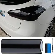 LZLRUN Dark Black and Light Smoke Headlight Taillight Tint Air-Release Vinyl Wrap Film Roll, Tint for Headlights, TPU Material (Dark Black, 16" x 60")