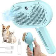 Herokitty Spray Cat Brush for Shedding, Static & Tangled Hair - Self Cleaning, Long & Short Hair Pets Grooming Brush (Blue)