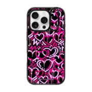 iPhone 16 Pro Impact Ring Stand Case MagSafe Compatible Pink & Black Electric Love by Corey Paige Designs