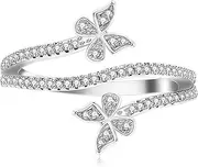 [Yongxu] Rhinestone Butterfly Wrap Ring Statement Rings Sparkling Crystal Cubic Zirconia Engagement Promise Wedding Anniversary Ring Finger Band Dainty Jewelry Gifts for Women Girls|