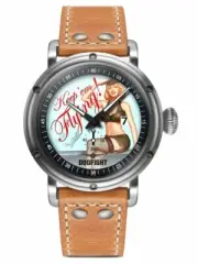 Dogfight Pin-Up Collection KEEP'EM FLYING Brown Leather Mens Pilot Watch DF0040