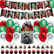 Joker 2 Party Decorations,Folie à Deux Birthday Party Supplies Includes Banner - Cake Topper - 12 Cupcake Toppers - 18 Balloons