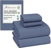 RUVANTI 100% Organic Cotton Sheets King Size, Percale Weave, GOTS Certified, 4-Piece Set, Deep Pocket 15", Crisp & Breathable, Soft Durable Bedding, Sábanas Algodón Orgánico – Wild Wind