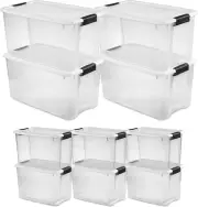 4 Pack 70 Qt & 6 Pack 30 Qt Clear Plastic Stackable Storage Bin with Lid