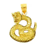 14K Gold Hissing Snake Pendant
