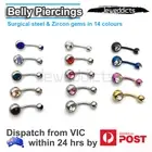 3PCs Belly Bar Ring Button Navel Doulbe Zirconia Body Piercing Jewellery Barbell