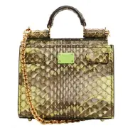 Dolce & Gabbana Cuero de Culebra Crossbody Logo Bag Sicily 62 Micro Green 13660
