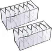 Wardrobe Clothes Organiser 7 Grids, White/Grey Foldable Clothes Storage Box for Home Storage & Organisation, Clothing & Closet Storage for Clothes, Jeans, Pants, Baby Clothes (Grey S 2PCS)