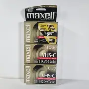 Maxell HGX-Gold TC-30 VHS-C Camcorder Cassette Tapes New Sealed Lot Of 3