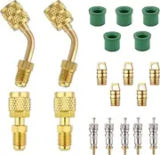 19Pcs R410A Mini Split Adapter Kit, 2 Straight and 2 Angle Adapters R410A Adapter HVAC 5/16 Inch to 1/4 Inch for Air Conditioners HVAC and Refrigeration Systems