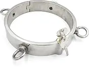 SM Stainless Steel Lockable 4 Eyelets Collar SM Metal Choker/Neck Cuffs Neck Collar Ring Cosplay BDSM Bondage Set Adult Game Restraints Sex Toy for Couples Men Women(FrauenInnenØ11.7cm)