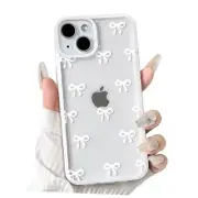 Compatible with Case Cute Clear Durable Ribbon Bowknot iPhone 13 Mini White