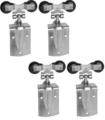 (2) National N193-730 Pair of Zinc 600 lb Barn Door Hangers Rollers w Door Strap