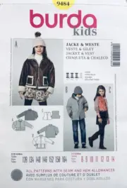Burda Sewing Pattern 9484 | Girls & Boys Jacket & Vest | Sizes 8 - 14