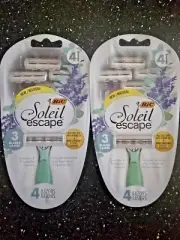 Lot of 2: Bic Soleil Escape Razors - Lavender & Eucalypyus - 3 Blade 4 ct ea