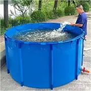 Canvas Fish Pond Pool, Above Ground Pond, Foldable PVC Koi Aquarium Tank, Aquatic Breeding Pond, Durable Tarpaulin for Outdoor Water Storage(1.3x1m)