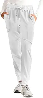 Healing Hands Women's Scrub Jogger Pant Naya with 6 Pockets, Moisture Wicking, 360° Stretch & Recycled Fibers - 9156, Silver Stone, Large Petite