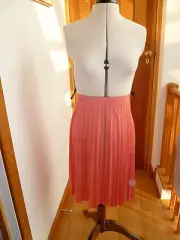 WAREHOUSE PLISSE MIDI SKIRT 6 12 14 16 SALMON PINK STONE BNWT
