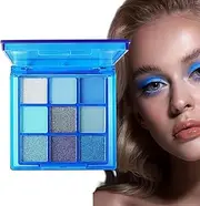 Blue Eyeshadow Palette - 9 Color Matte Blue Eyeshadow Makeup | Fine and Silky Texture Eye Makeup Supplies for Daily Use, Weddings, and Parties