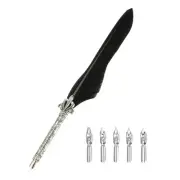 26.5cm/10.4" Calligraphy Feather Quill Pen for Calligraphy, Pure Black