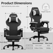 PZDO Pink Gaming Chair Computer Office Chair with Footrest, Kawaii Gaming Chair - Pink