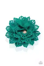 Paparazzi: Yes I TROPICANA - Green Hair Clip