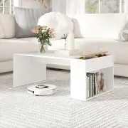 CostwayCoffee Table with Double-Layer Storage Space Modern Center Table-White