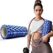 IWORKOUT Foam Roller - EVA Foam Roller with Grid/Bump Texture, Medium Density Deep Tissue Massager for Muscle Massage and Myofascial Trigger Point Release (Blue)