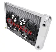 Cold Champion 3 Row Radiator,10" Fans,1 1/2",1 3/4"-1973 1974 Chevy Nova LS Swap