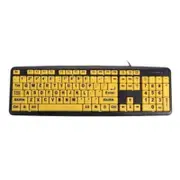 Large Print Usb Computer Keyboard High Contrast Yellow Keys Black Letter For Elder Keyboards & Keypads