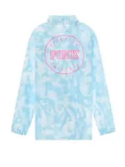 Victoria's secret Pink Coaches Anorak/Jacket Tie Dye Blue Large NWT Snap Front