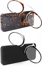 REAVEE Go Everywhere Nose Resting Pinching Reading Glasses with Pod Case Thin Reading Glasses for Men