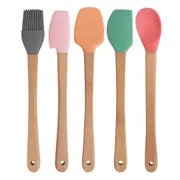 5pc Mini Silicone and Bamboo Utensils Set Nonstick Cookware