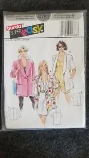 BURDA MISSES JACKET Long with Pockets 4783 Super Easy Sewing Pattern SEALED VTG