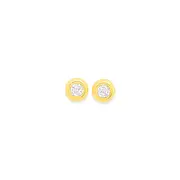 9ct Cubic Zirconia 5mm Round Bezel Doughnut Stud Earrings in Clear