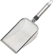 Wyhqgn Cat Litter Scoop, Cat Sand Scoop, Cleaner, Substrate Scoop, Metal with Handle, Cat Sand Strainer, Reptile Sand Scoop for Hamster, Instant, Steel Handle 2.9mm