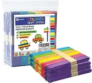 200 pcs Assorted Colored Wooden Craft Sticks, Rainbow Popsicle Stick, Arts and Crafts, Best for DIY Games Making, Building Designs or Kids Education, 4.5 inch Long