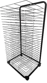 Classroom Art Drying Rack - 25 Removable Shelves - Efficient and Organized Student Masterpiece Art Drying Rack - Sturdy Paint Drying Rack with Lockable Wheels