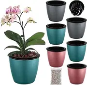 6 Pack 6.7 Inch Self Watering Plant Pot for Indoor Plants, African Violet Pots for Plants with Wick Pot,Large Orchid Pot for Orchid,Self Watering Planter for Devil's Ivy,Spider Plant Home Décor