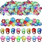 Leyndo LED Light up Rings Bumpy Jelly Rubber Rings, Glow Ring LED Glow in The Dark Party Favors Finger Lights for Kids Birthday Christmas Party Supplies Concert Shows