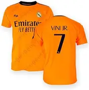 [Real Madrid] Vini Jr. 24/25 Season Away Jersey Adult XXL Replica Official License, Orange, XXL